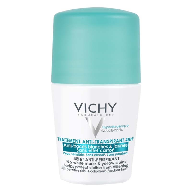 Vichy 48hr Anti-Perspirant Roll On – No White Marks and Yellow Stains