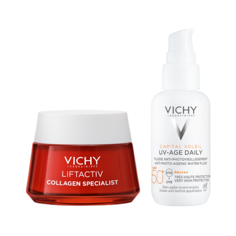 Vichy Daily Moisturise and SPF Routine Set: Collagen Day Cream & Face SPF50+