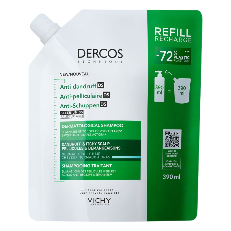 Vichy Dercos Anti-Dandruff Shampoo for Normal to Oily Hair Refill