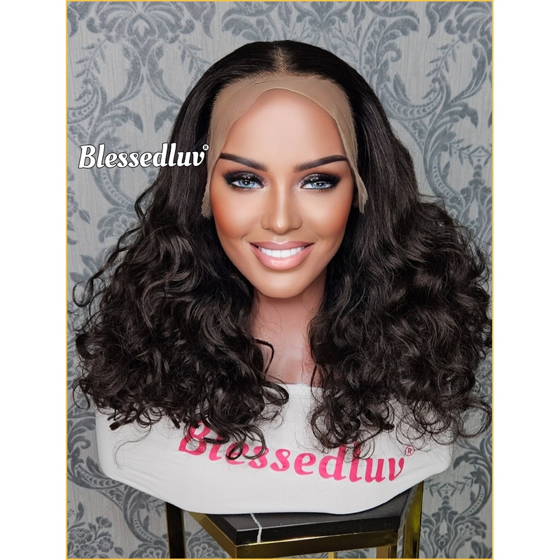Abi   Yaki Curly Human Blend Synthetic Lace Wig
