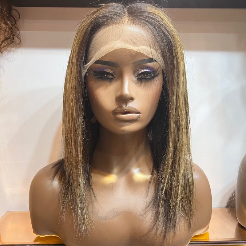 12 Straight Full Lace Brown Highlights Custom Colour – Custom Sized Cap