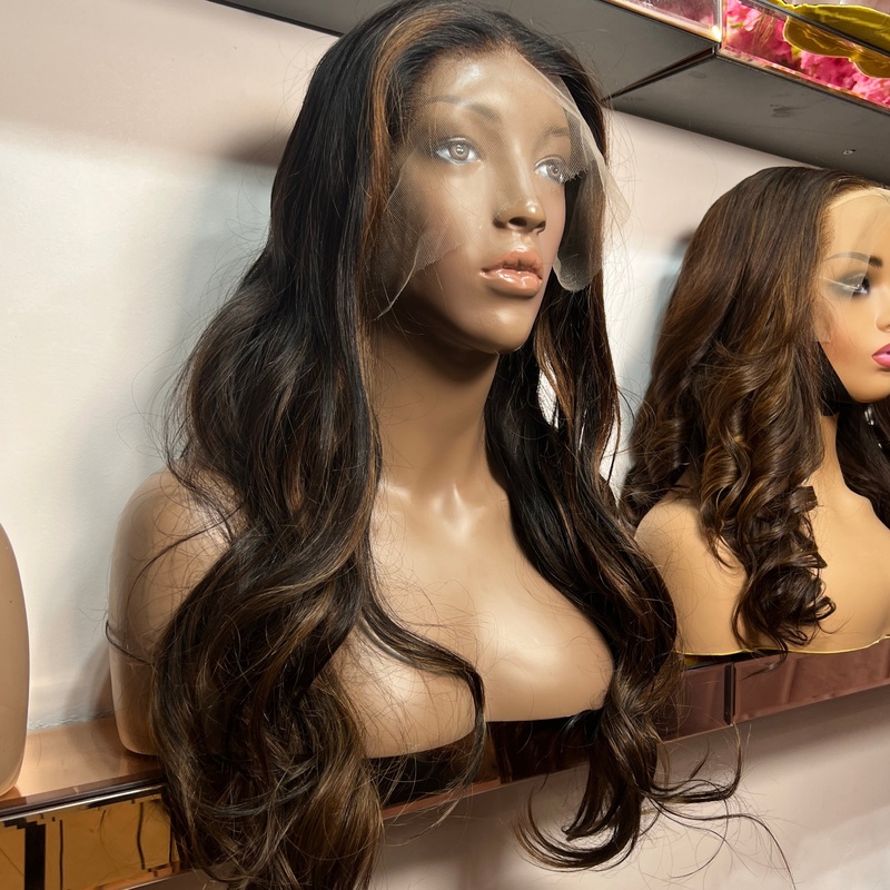 Luxury Brown Highlights Custom Colour (N242)- Body Wave – HD Frontal Lace Wig