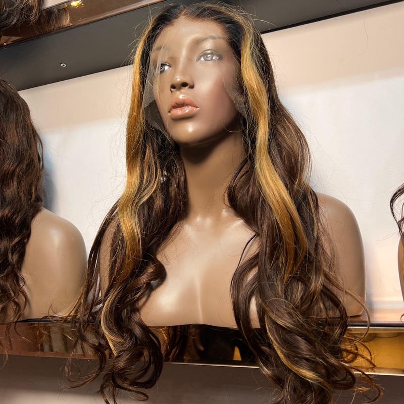 Luxury Brown Highlights Custom Colour (N263)- Body Wave – HD Frontal Lace Wig