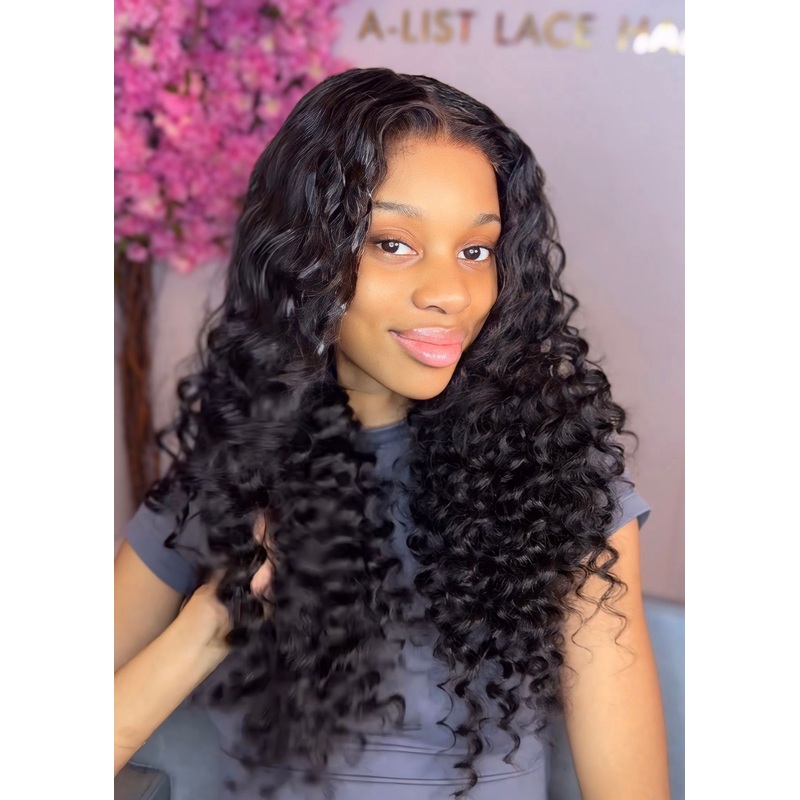 The ADA – 5×5 Closure Wig Invisible HD Lace Deep Wave Glueless Wig Human Hair 180% Density