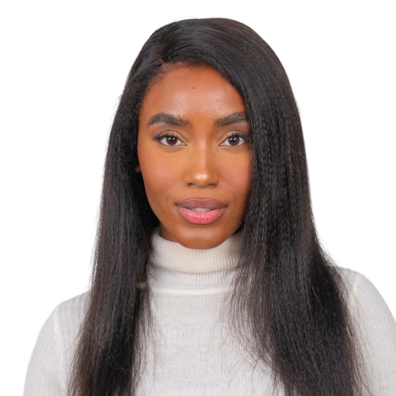 The ZURI – 4c Edges Glueless Lace Wig Human Hair Realistic Kinky Edges Yaki Straight Hair